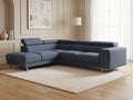 Vienna Large Chaise Lounge Sofa — Navy Fabric & Chrome Legs | Clearance